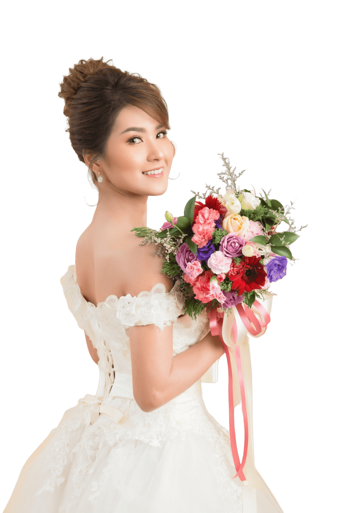 Lace Applique Strapless Wedding Dress