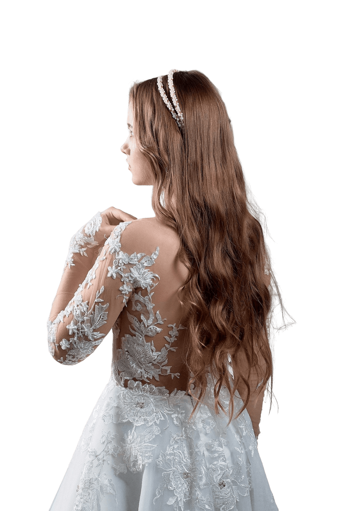 Lace Applique Strapless Wedding Dress